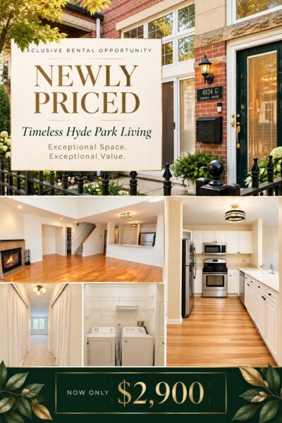 Rare Hyde Park Townhome | Attached Garage + Private Patio | Newly Priced $2,900